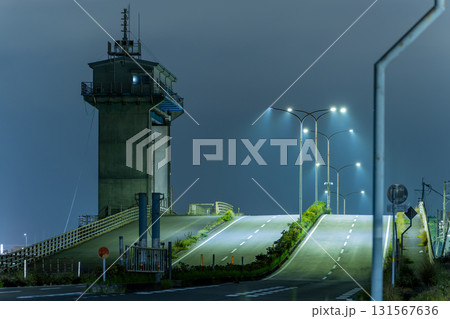 夜の宮崎水門 131567636