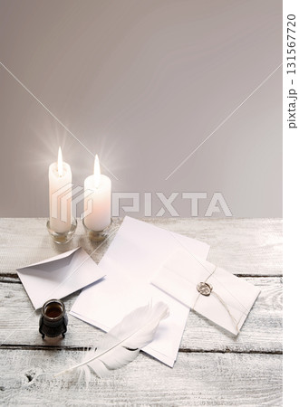 Envelope and paper with pen on the table Envelope and paper with pen on the table 131567720