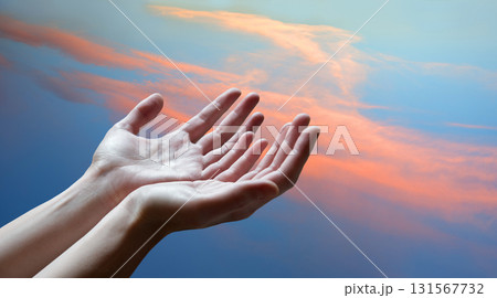 The outstretched hands of a praying man The outstretched hands of a praying man 131567732