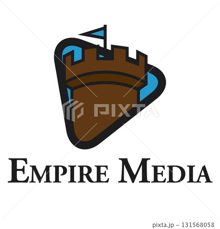 Castle tower play button media logo 131568058