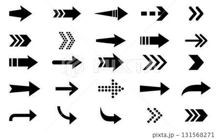 Arrow icon set. Modern simple pictogram minimal, flat, solid, mono, monochrome, plain, contemporary style. Vector illustration web internet design elements 131568271