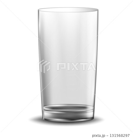 Empty transparent glass cup, vector 3D realistic , isolated on transparent background. Vector illustration. 131568297