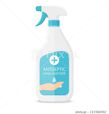 Anti-Bacterial Sanitizer Spray, Hand Sanitizer Dispenser, infection control concept. Sanitizer to prevent colds, virus, Coronavirus, flu. Spray bottle. Alcohol spray. Flat icon design. Anti-Bacterial Sanitizer Spray, Hand Sanitizer Dispenser, infection control concept. Sanitizer to prevent colds, virus, Coronavirus, flu. Spray bottle. Alcohol spray. Flat icon design. 131568302