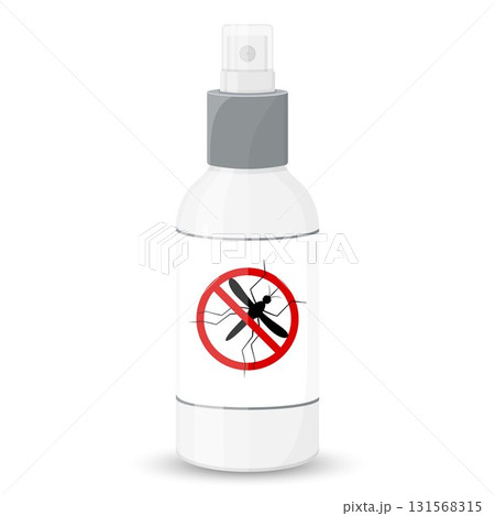 Mosquito free spray, isolated on white background. Insects repellent vector bottle. Flat style. Insect control concept. 131568315