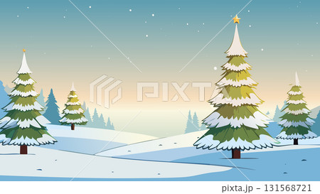 クリスマスの夜、雪が降る森の風景 131568721