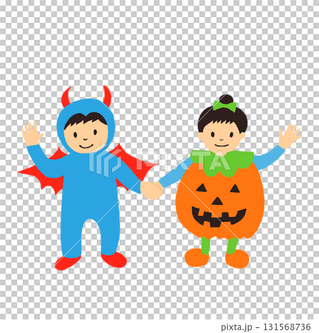 ハロウィンの仮装をした男の子と女の子 ハロウィンの仮装をした男の子と女の子 131568736