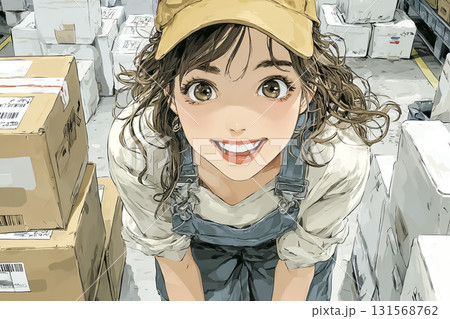 美優シリーズ：食品物流 冷蔵庫内で作業する美優  131568762
