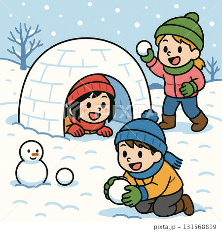雪遊びをする子供 雪遊びをする子供 131568819