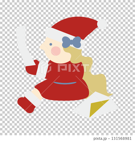 可愛的女孩聖誕老公公坐著讀一封信 可愛的女孩聖誕老公公坐著讀一封信 131568981