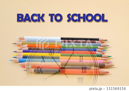 Clock with color pencils ,Back ot school concept. Clock with color pencils ,Back ot school concept. 131569158