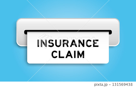 White coupon banner with word insurance claim from machine on blue color background White coupon banner with word insurance claim from machine on blue color background 131569438