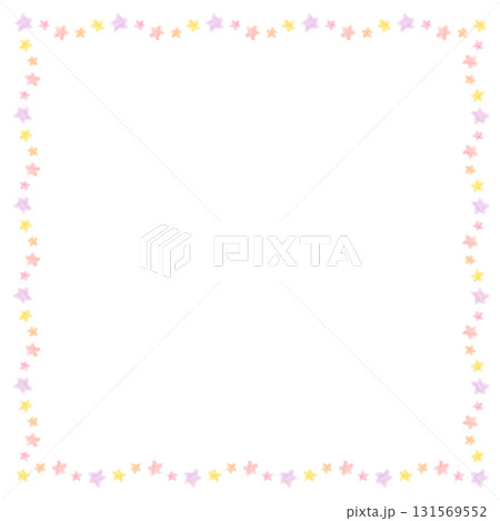 かわいい星形の水彩風フレーム　正方形 131569552