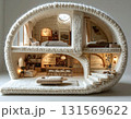ウールニットで作った建築の断面 architecture made of wool knit 131569622