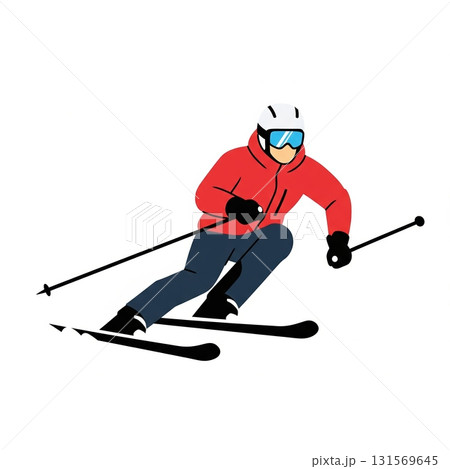 Skiing adventure: dynamic winter sports enthusiast on snowy slope Skiing adventure: dynamic winter sports enthusiast on snowy slope 131569645