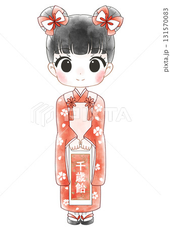 七五三のかわいい女の子の水彩イラスト 131570083