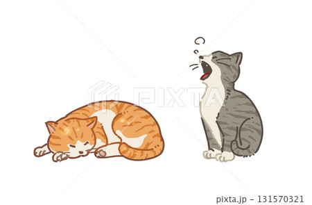 のんびり昼寝の猫(ねこ)のベクターイラスト 131570321