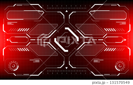 HUD sci-fi interface screen view white circular geometric design virtual futuristic technology creative display on red vector HUD sci-fi interface screen view white circular geometric design virtual futuristic technology creative display on red vector 131570549