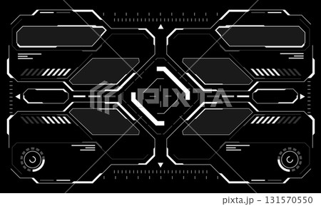 HUD sci-fi interface screen view white circular geometric design virtual futuristic technology creative display on black vector HUD sci-fi interface screen view white circular geometric design virtual futuristic technology creative display on black vector 131570550
