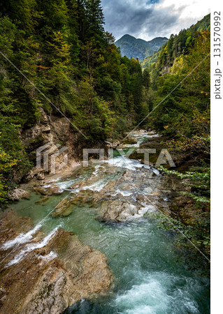 Spectacular Hiking Trail Triftsteig Through Canyon Tiefenbachklamm With Brandenburger Ache In Tyrol, Austria Spectacular Hiking Trail Triftsteig Through Canyon Tiefenbachklamm With Brandenburger Ache In Tyrol, Austria 131570992