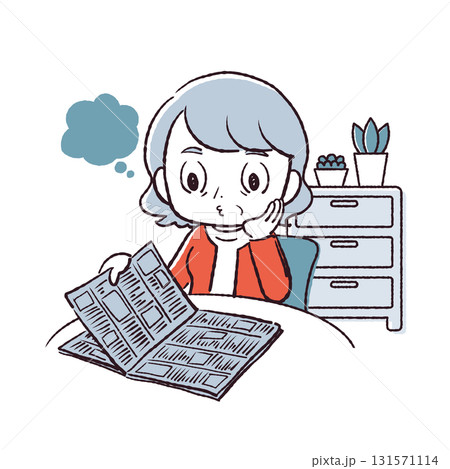 新聞を読んでいるおばあさん 新聞を読んでいるおばあさん 131571114