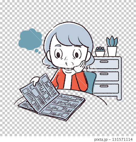 Grandma reading a newspaper 131571114