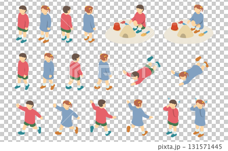 アイソメトリックイラスト：幼児セット 131571445