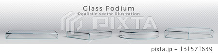 3d glass platform. Clear podium, ice pedestal or crystal product box, realistic transparent background. Light shape, empty glossy stage. Exhibition presentation. Vector mockup isolated elements 3d glass platform. Clear podium, ice pedestal or crystal product box, realistic transparent background. Light shape, empty glossy stage. Exhibition presentation. Vector mockup isolated elements 131571639