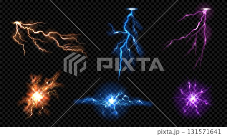 Current flame. Magic spell effect, light thunder ball flame or witchcraft energy portal in night sky. 3d circle round space. Thunderstorm vector glow isolated realistic illustration 131571641
