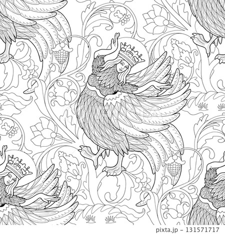 Girl in crown dancing as mythical bird 131571717