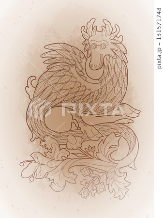 Vector graphic illustration of a funny blue dragon 131571748