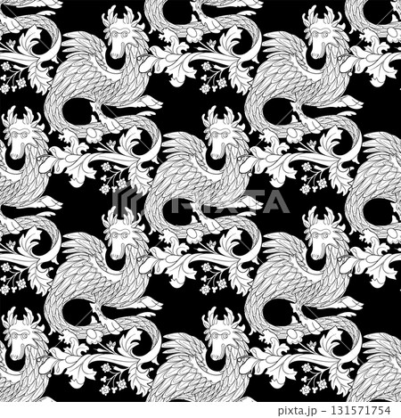 Vector graphic pattern of a funny blue dragon 131571754
