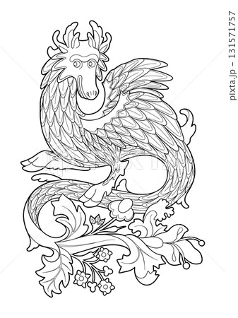 Vector graphic illustration of a funny blue dragon 131571757
