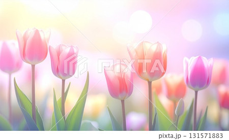 カラフルなチューリップの花のイメージ画像 131571883