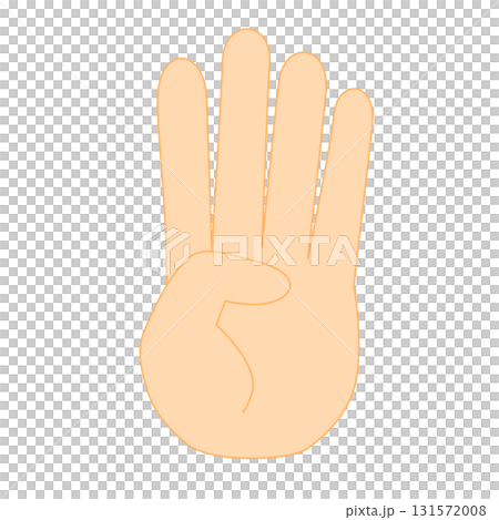 A simple illustration of a hand showing four fingers (number four) 131572008