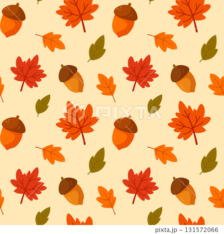 Autumn leaves and acorns seamless pattern Autumn leaves and acorns seamless pattern 131572066