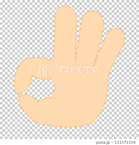 簡單的 OK 手勢手繪插圖（圓形，完美） 131572159