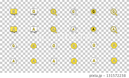 Q&Aアイコンセット FAQや質問と回答を表すシンプルなベクターイラスト 131572238