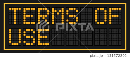 Orange color led banner in word terms of use on black background 131572292