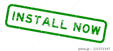 Grunge green install now word square rubber seal stamp on white background 131572347