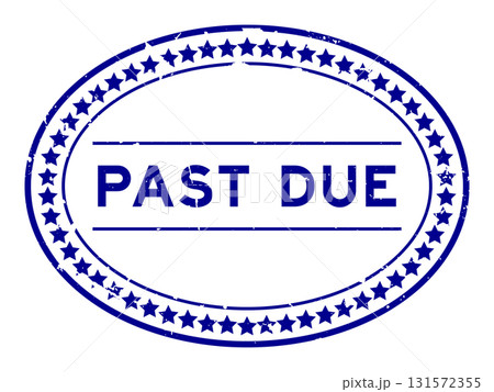 Grunge blue past due word oval rubber seal stamp on white background 131572355