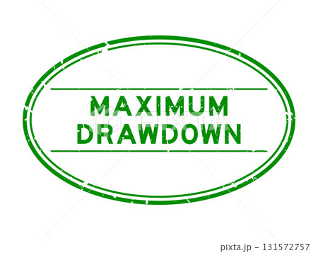 Grunge green maximum drawdown word oval rubber seal stamp on white background 131572757