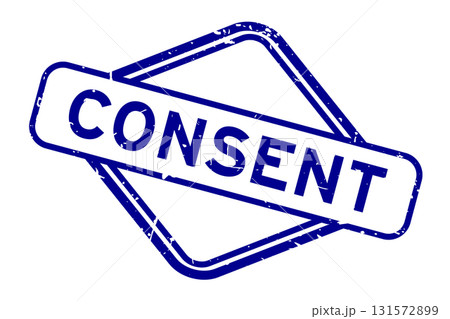 Grunge blue consent word rubber seal stamp on white background 131572899