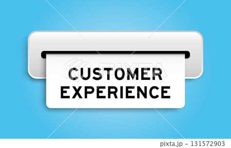 White coupon banner with word customer experience from machine on blue color background White coupon banner with word customer experience from machine on blue color background 131572903