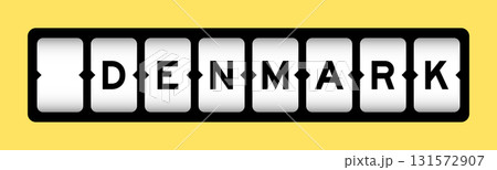 Black color in word denmark on slot banner with yellow color background 131572907