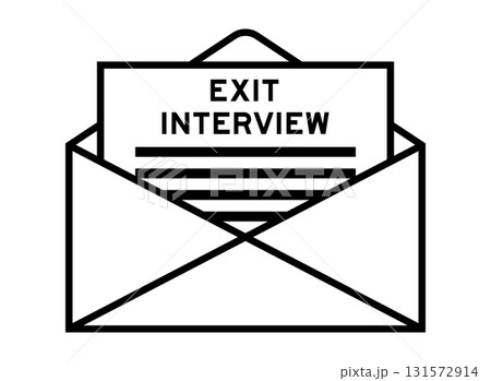Envelope and letter sign with word exit interview as the headline 131572914