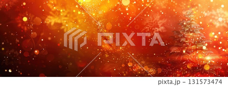 A vibrant abstract background, warm red and orange hues, sparkling lights and snowflakes, festive New Year and Christmas atmosphere, horizontal banner, copy space, free space for text A vibrant abstract background, warm red and orange hues, sparkling lights and snowflakes, festive New Year and Christmas atmosphere, horizontal banner, copy space, free space for text 131573474