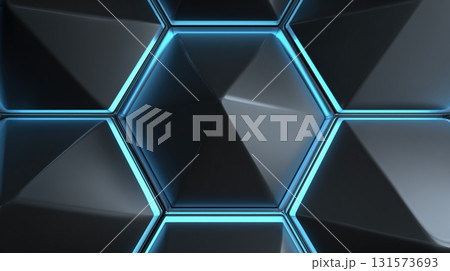 発光する六角パネルの近未来テクノロジー背景 131573693