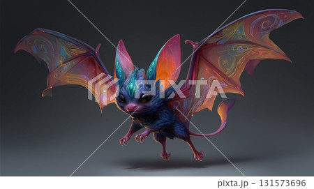 光る翼のファンタジーコウモリ 3Dキャラクター 131573696