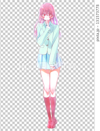 煩躁的女學生冬裝出汗 131573778