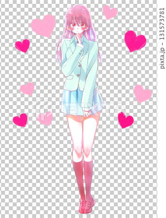 煩躁的女學生冬裝心 131573781